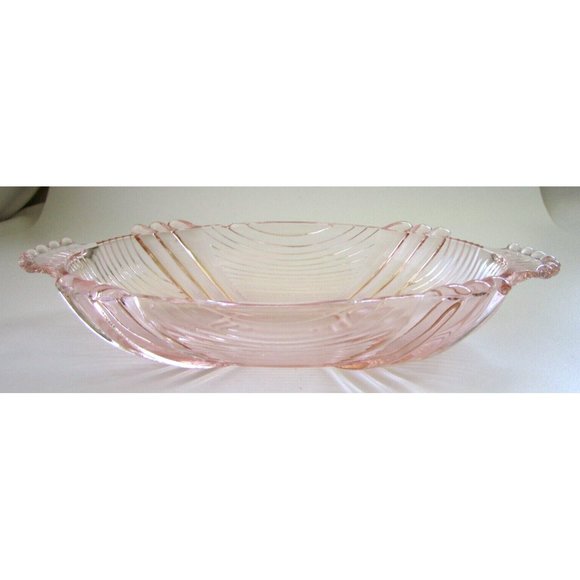 Vintage Pink Depression Glass Butter/Relish/Celery/Pickle Oval Dish with handles - Picture 1 of 16